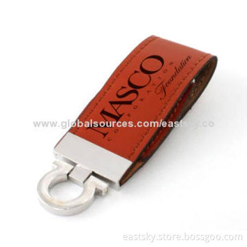 Leather Pen Drive ESU-L03, Cheap Price with Leather Case, Warranty Free for 2 Years, 64MB to 32GB